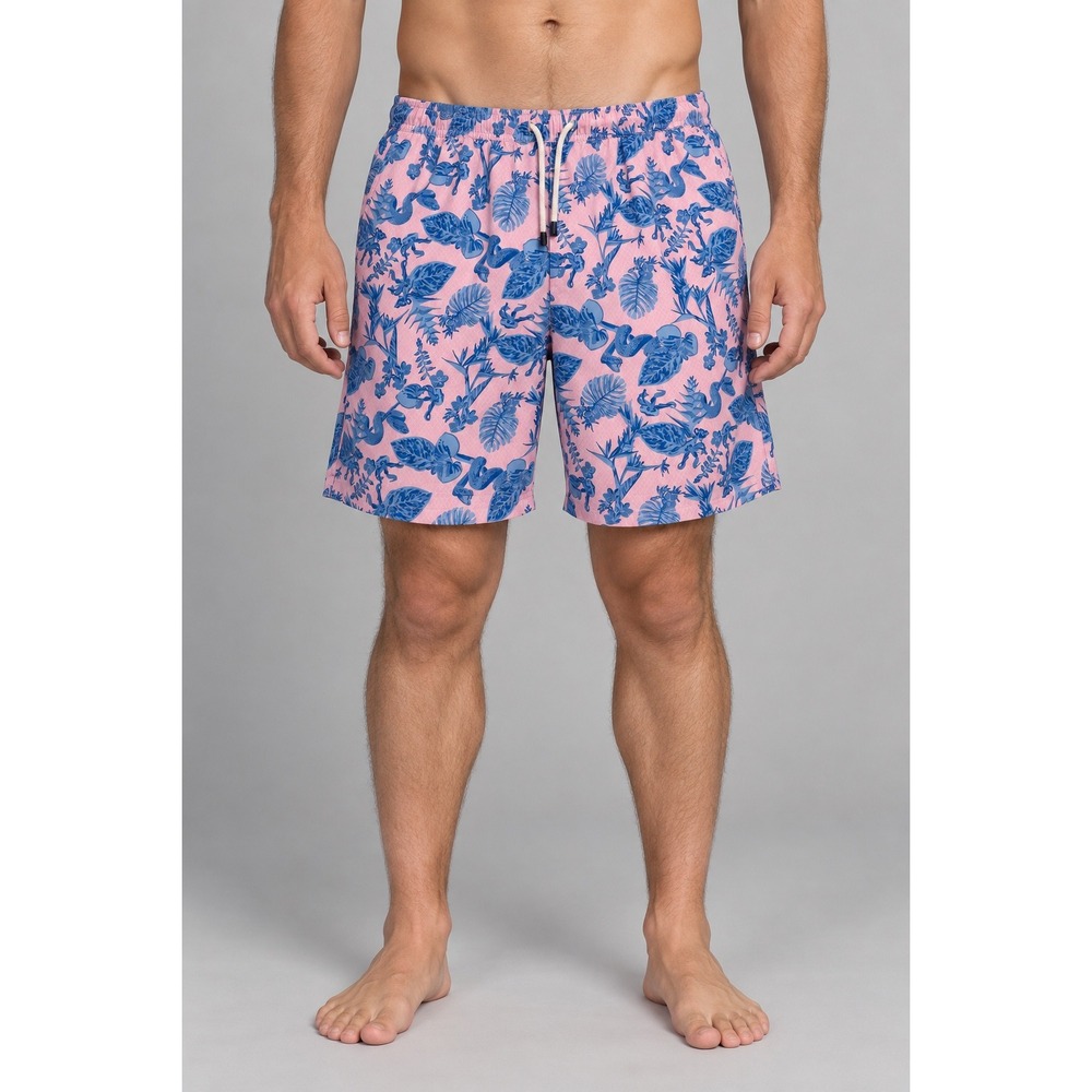 Peter Millar Snake Garden Swim Trunks Mens Large Pink Tropical Board Short Beach
